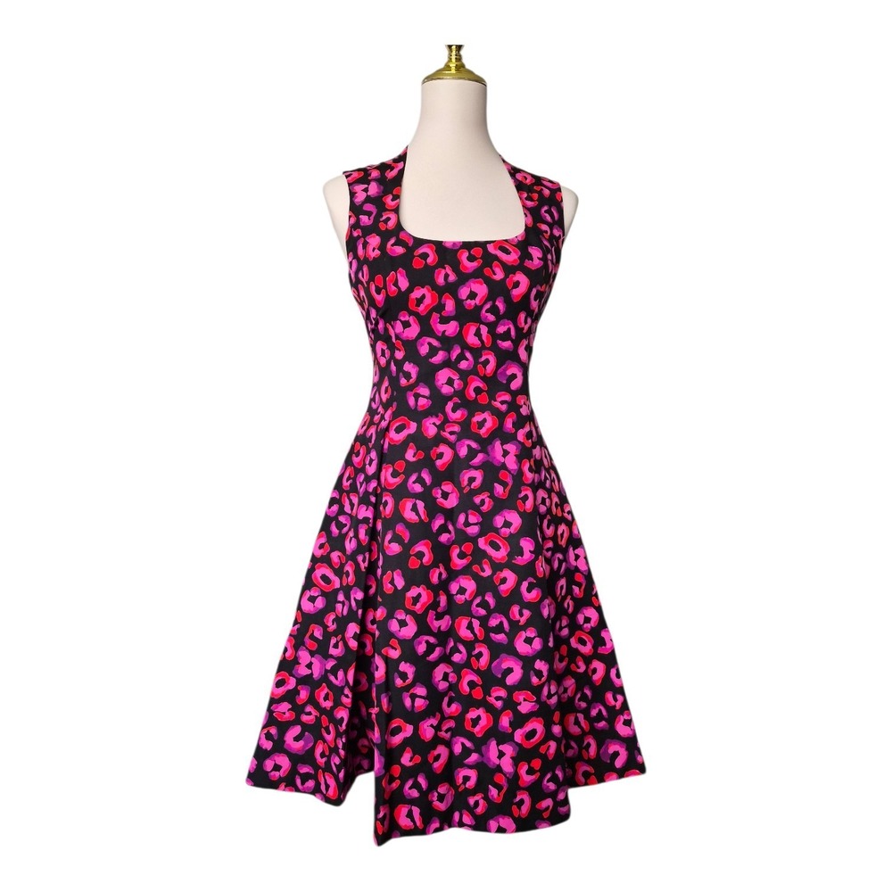 KATE SPADE New York Kimi Fit & Flare Leopard Multicolor Square Neck Knee Dress 2